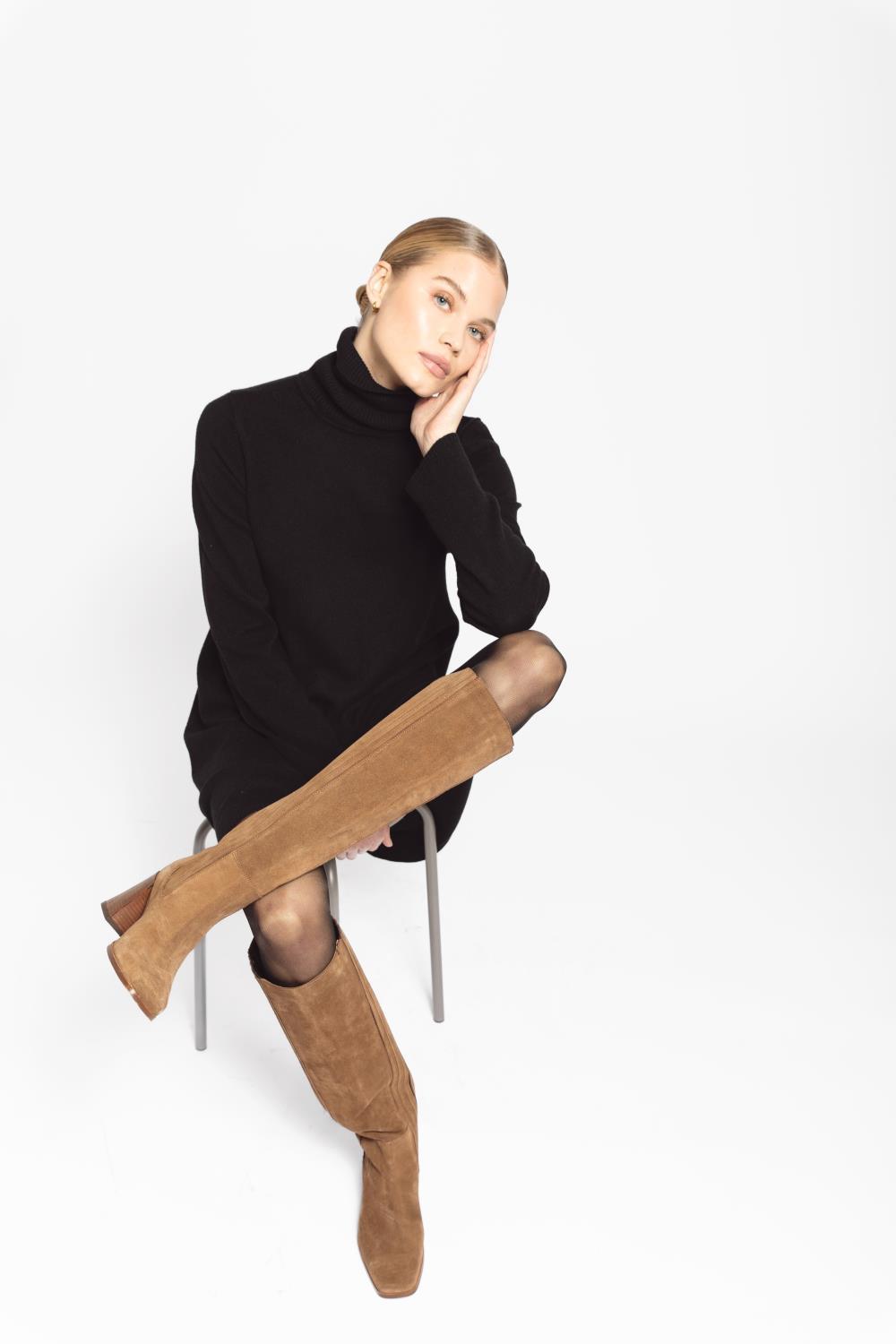 Camilla Pihl Siwa suede knee boot dark camel