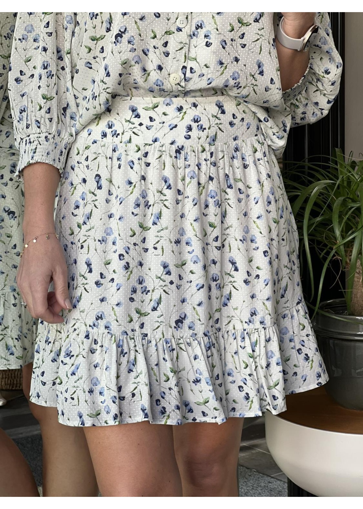 Camilla Pihl Fie skirt blue branch print