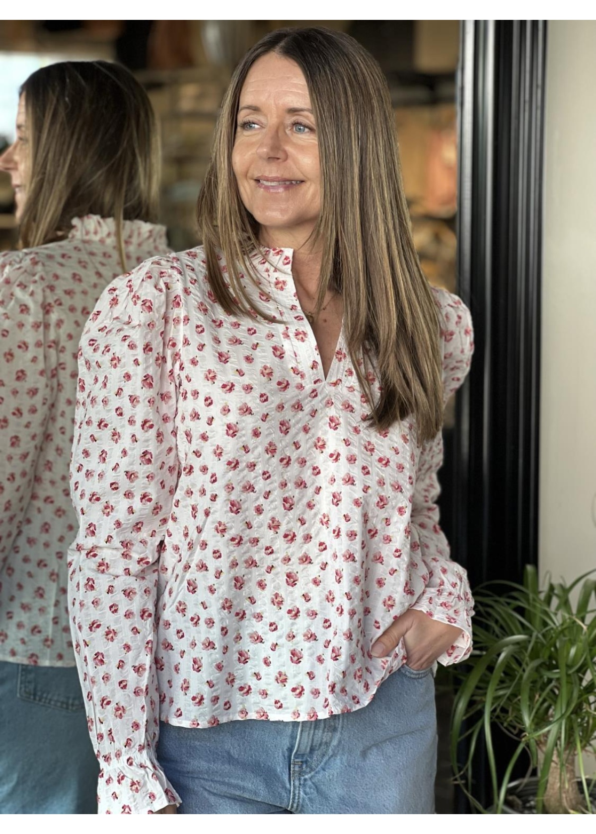 Camilla Pihl Jenny crepe blouse white berry print