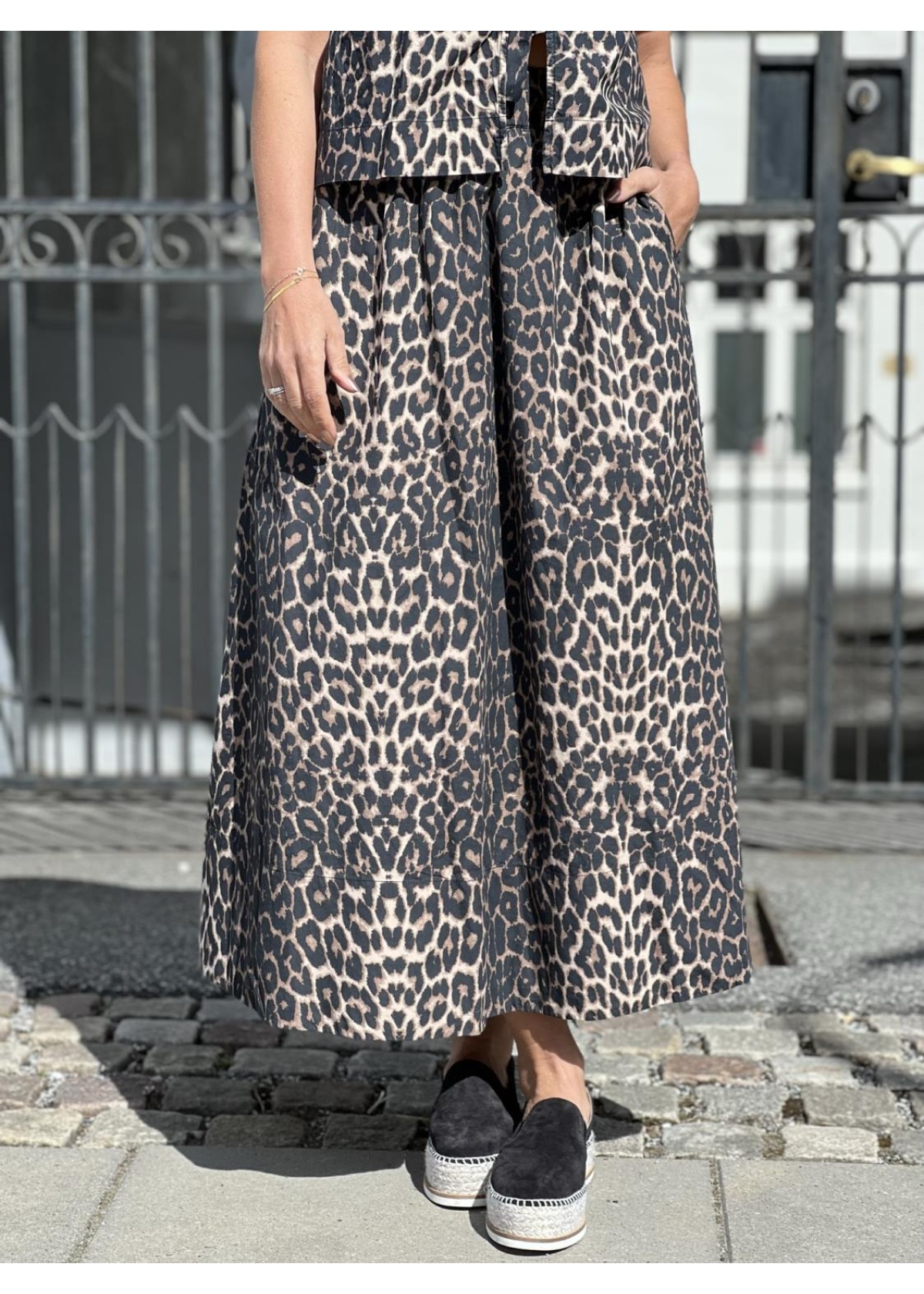 Neo Noir Yara poplin long skirt leopard