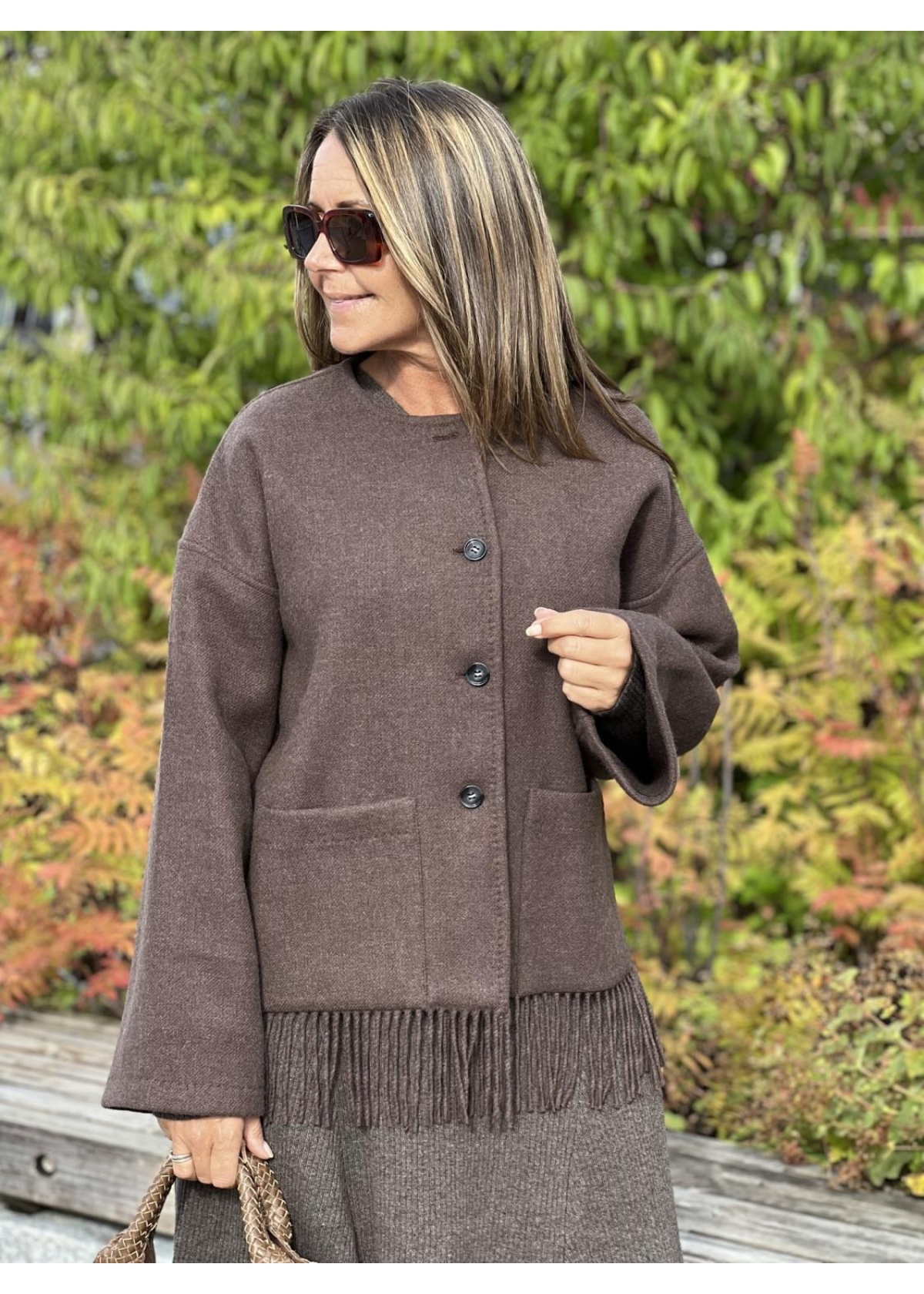 Christian Aks Carla Lambswool coat brown mel