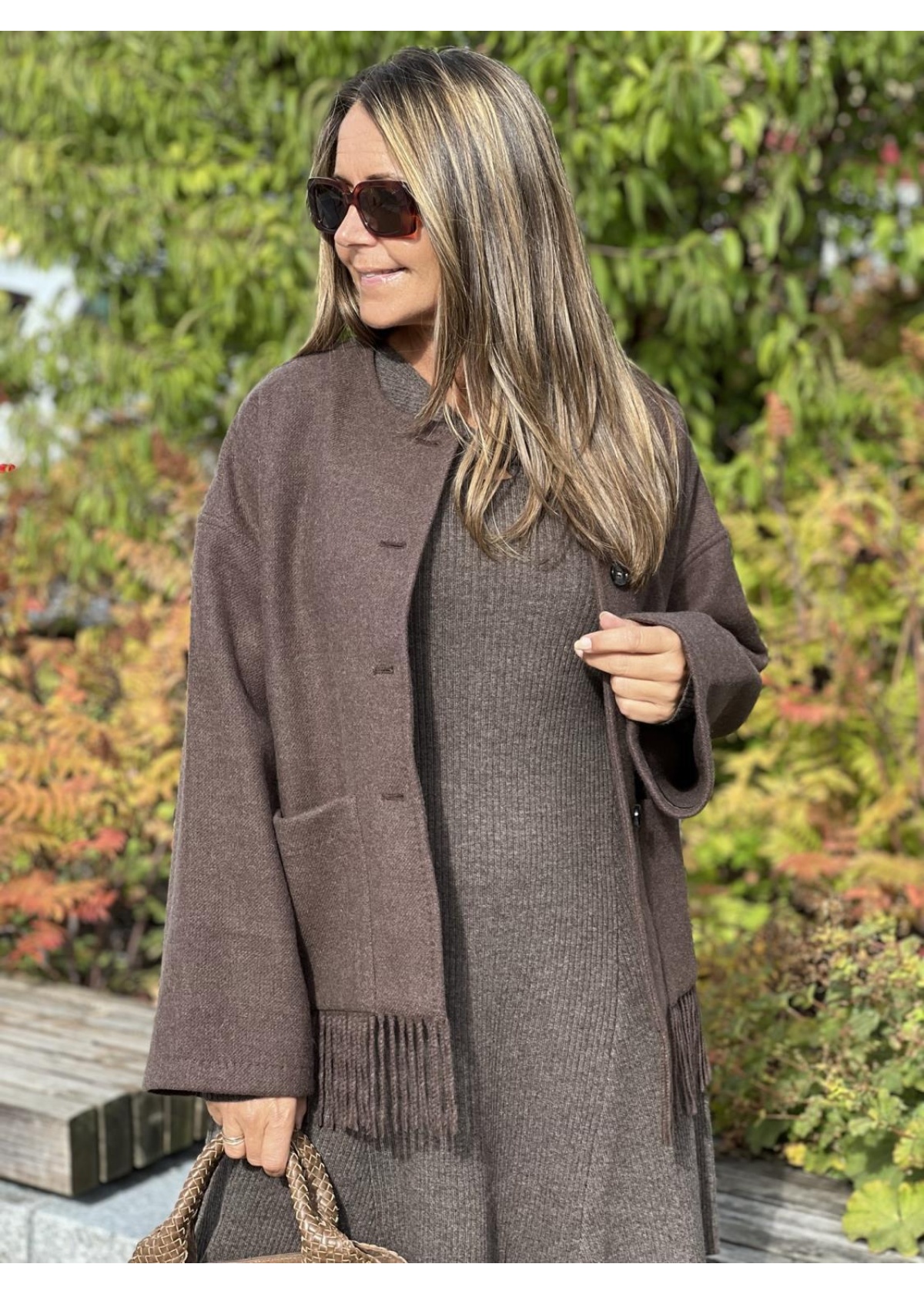 Christian Aks Carla Lambswool coat brown mel