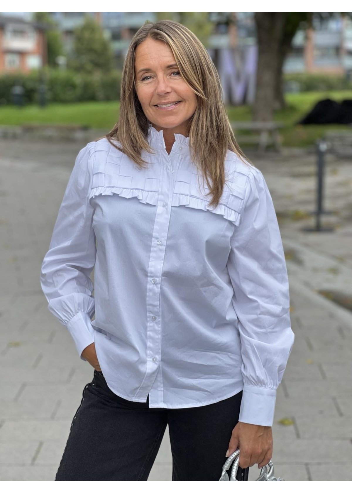 Co'Couture Crisp braid shirt white